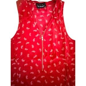 The Kooples Sport Red Silk Tank-Paisley Pattern-Sz. XS